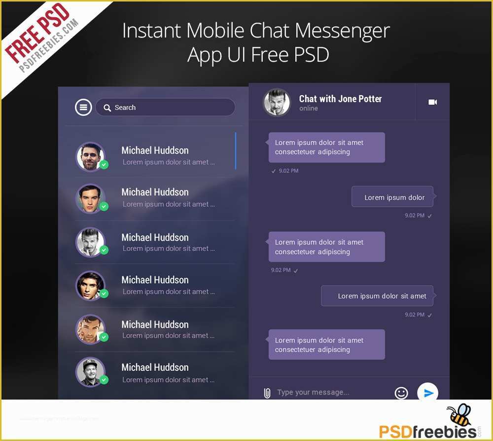 Chatting Website Template Free Download Of Instant Mobile Chat Messenger App Ui Free Psd