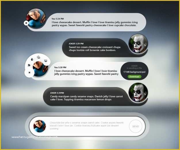 Chatting Website Template Free Download Of Mobile Chat User Interface with Avatar Psd File