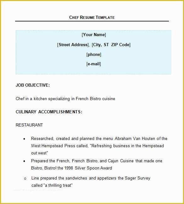 Chef Portfolio Template Free Of 14 Chef Resume Templates Doc Psd Pdf