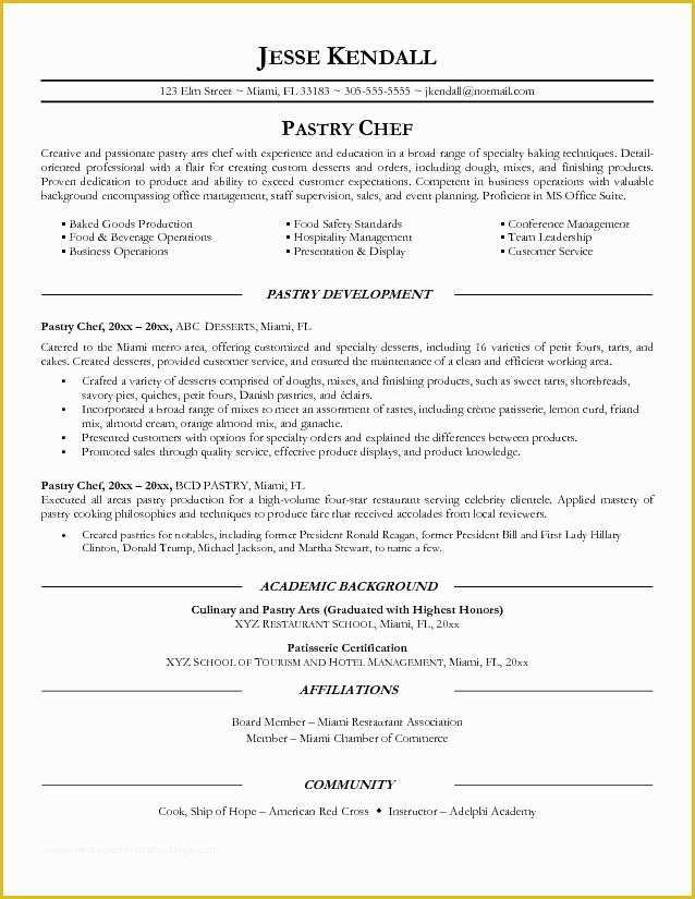 Chef Resume Template Free Of Chef Resume Objective
