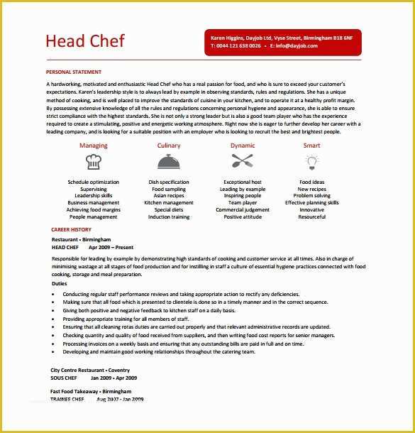 Chef Resume Template Free Of Chef Resume Template 13 Free Word Excel Pdf Psd