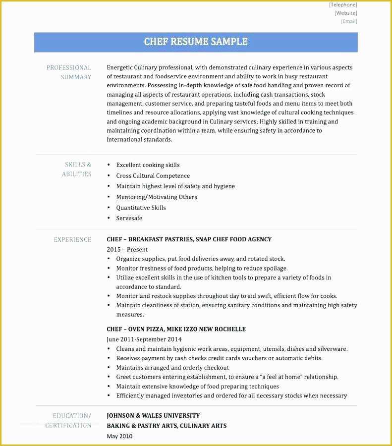 Chef Resume Template Free Of Chef Sample Resume Chef Sample Resume Objective Phenomenal