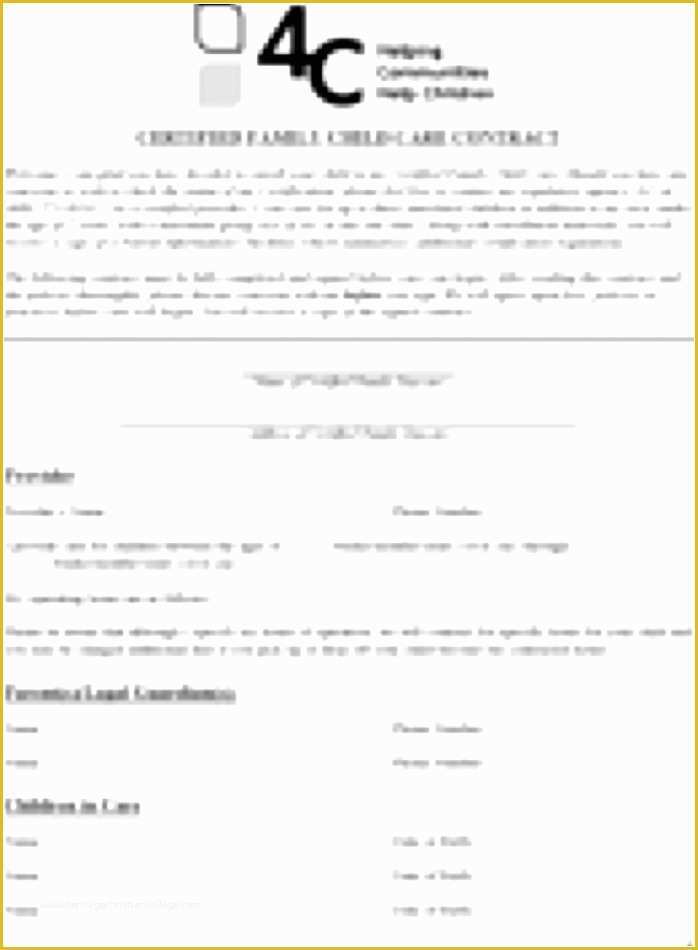 Child Care Contract Template Free Of 7 Childcare Contract Template Eiyrp