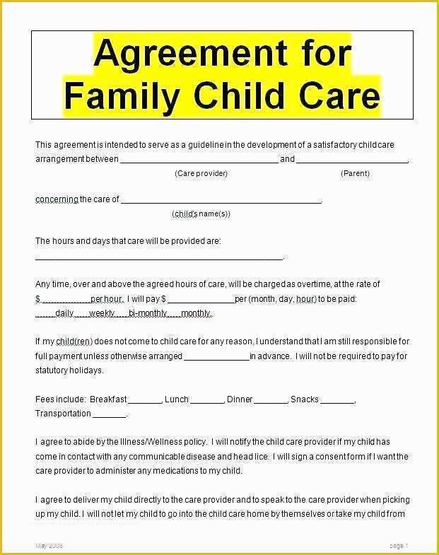 Child Care Contract Template Free Of Child Care Contract Daycare Agreement Template 7 Free