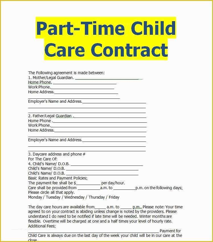 Child Care Contract Template Free Of Child Care Contract Word Doc