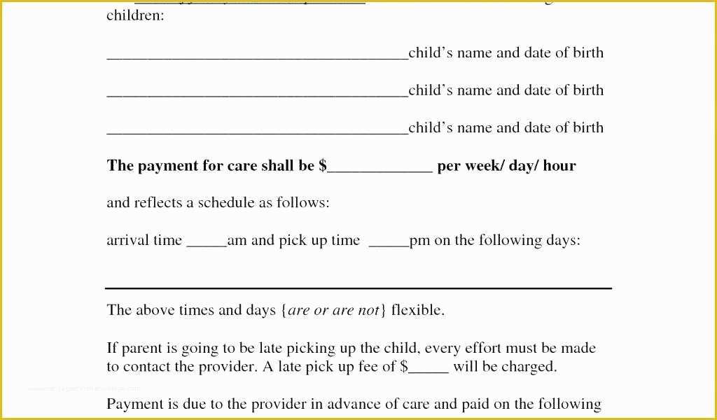 Child Care Contract Template Free Of Daycare Contract Template Child Care Payment Agreement