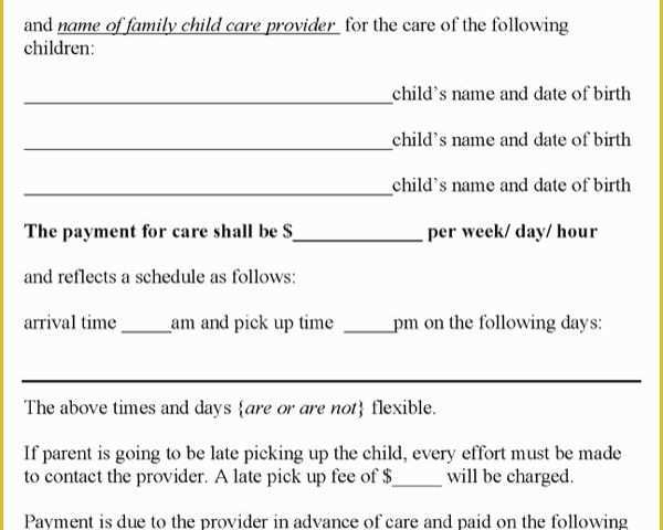 Child Care Contract Template Free Of Download Sample Family Child Care Contract for Free