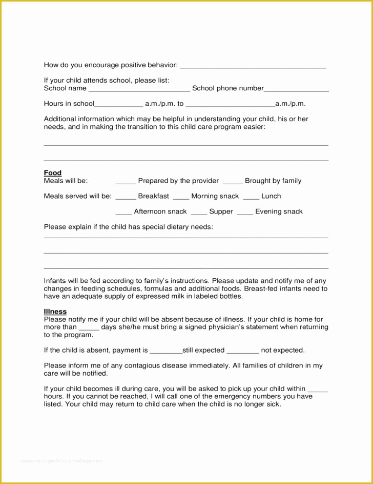 Child Care Contract Template Free Of Sample Child Care Agreement form Free Download