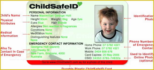 Child Id Card Template Free Of Child Id Card Template Emergency Preparedness Manual Emp
