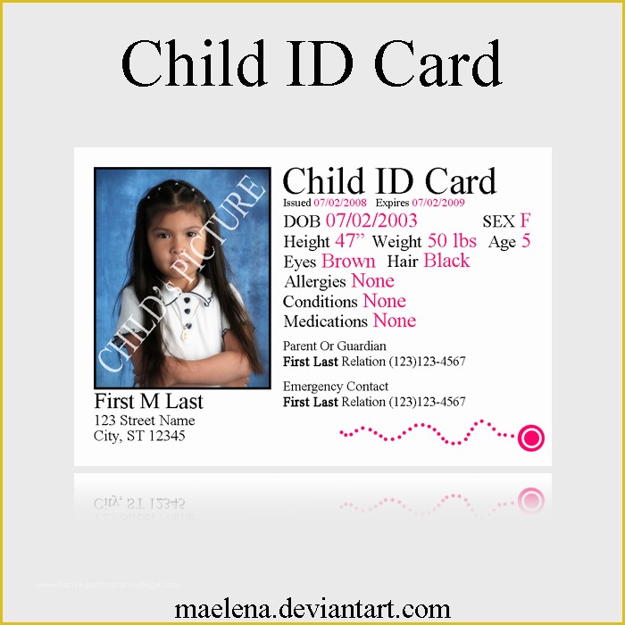 Child Id Card Template Free Of Child Id Card Template Emergency Preparedness Manual Emp
