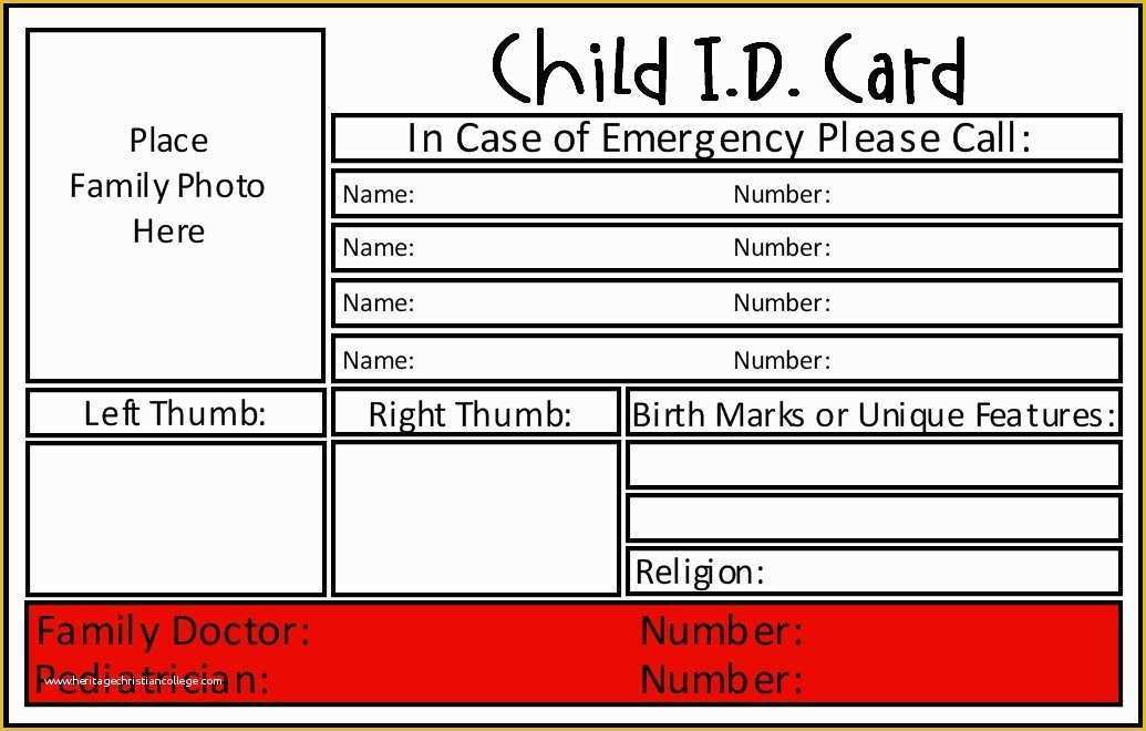 Child Id Card Template Free Of Child Id Card Template Invitation 
