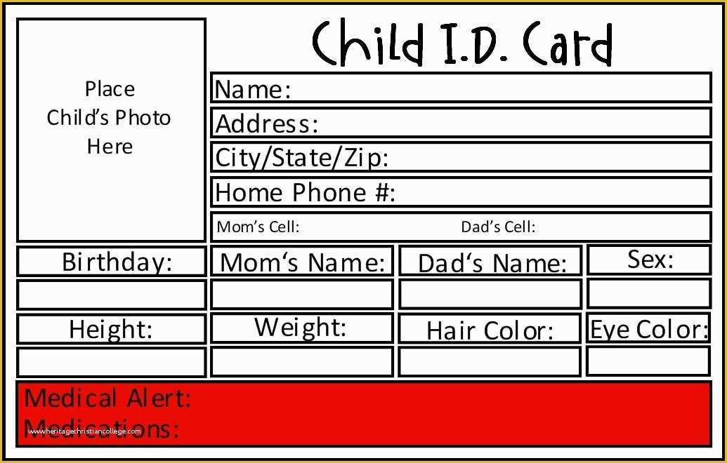 Child Id Card Template Free Of Child Id Card Template Invitation Template