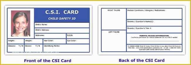 Child Id Card Template Free Of Free Kids Id Card Template