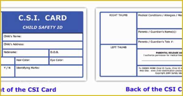 Child Id Card Template Free Of Free Kids Id Card Template