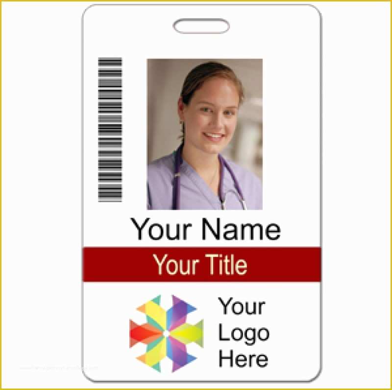 Child Id Card Template Free Of Id Custom 2 Lines Text Bar Code & Logo Name Tag