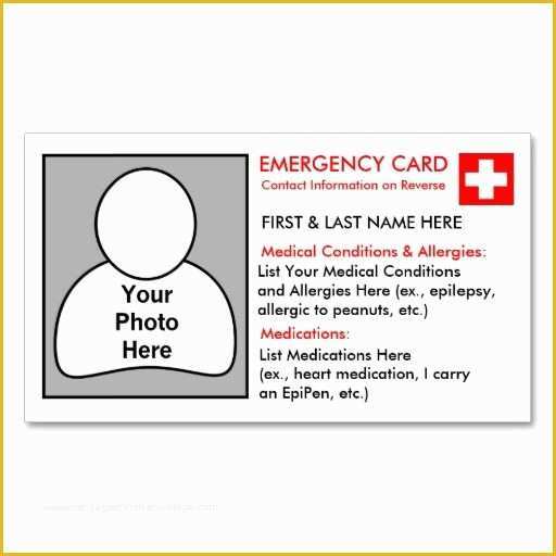 Child Id Card Template Free Of Kid Medical Information and Business Card Templates On