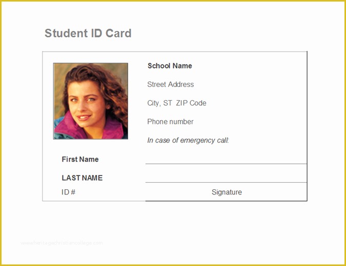 Child Id Card Template Free Of Student Identification Card
