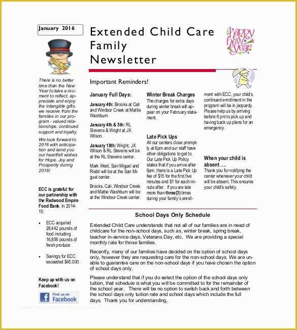 Childcare Newsletter Templates Free Of 10 Family Newsletter Templates Free Sample Example