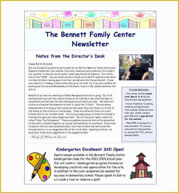 Childcare Newsletter Templates Free Of 10 Family Newsletter Templates