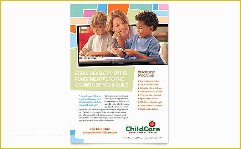 Childcare Newsletter Templates Free Of Preschool Kids &amp; Day Care Flyer Template Word &amp; Publisher