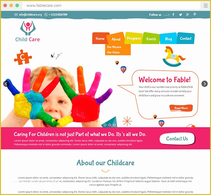 Children&amp;#039;s Portfolio Template Free Of Child Care Website Templates — Pudink