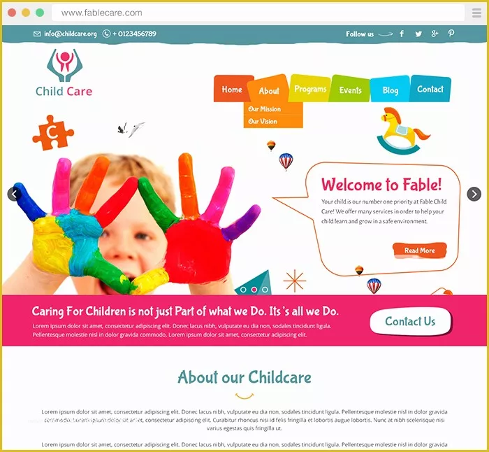 Children's Portfolio Template Free Of Child Care Website Templates — Pudink