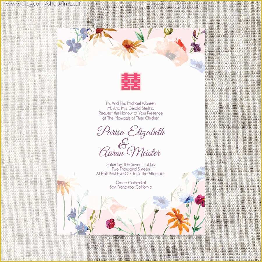 Chinese Wedding Invitation Template Free Download Of Diy Printable Editable Chinese Wedding Invitation Card