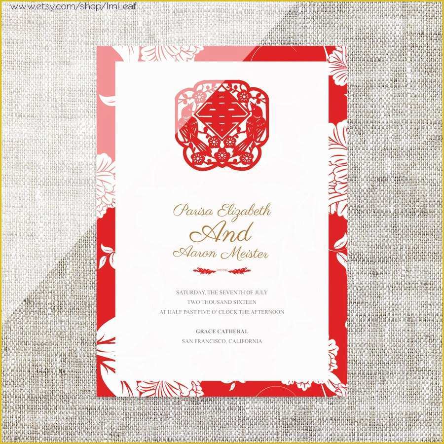 Chinese Wedding Invitation Template Free Download Of Diy Printable Editable Chinese Wedding Invitation Card