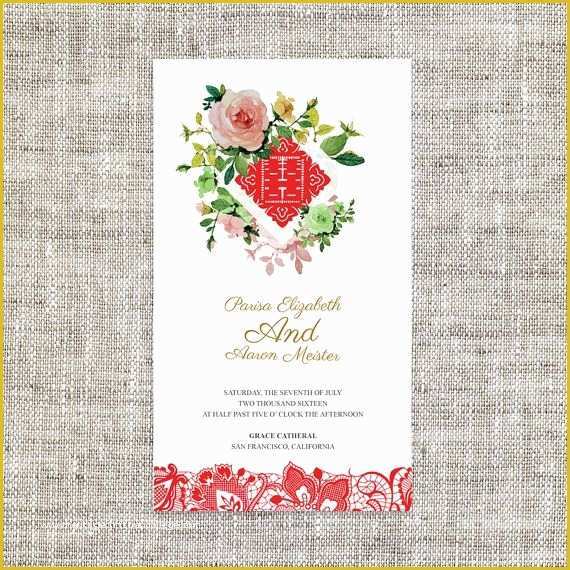 Chinese Wedding Invitation Template Free Download Of Diy Printable Editable Chinese Wedding Invitation Card