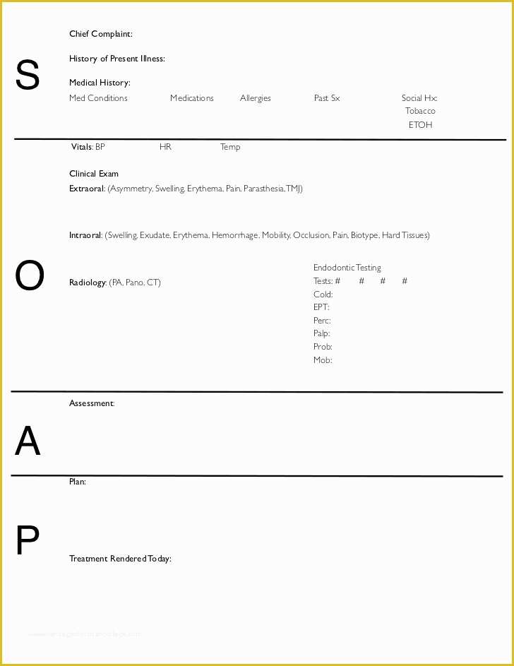 Chiropractic soap Notes Template Free Of soap Notes Dentistry Pages format