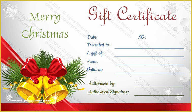 Christmas Blank Gift Certificate Template Free Of Christmas Bells T Certificate Template