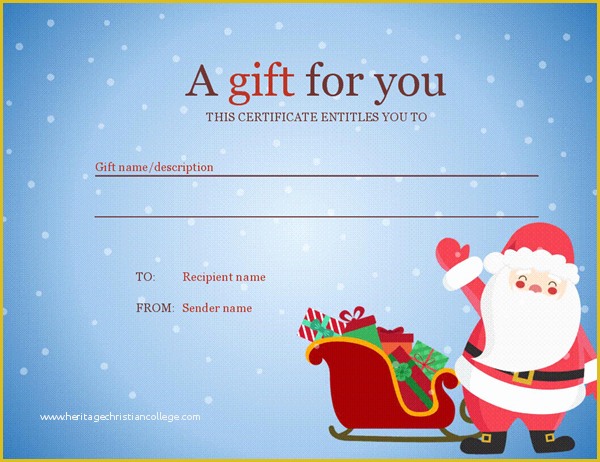 Christmas Blank Gift Certificate Template Free Of Christmas Fice