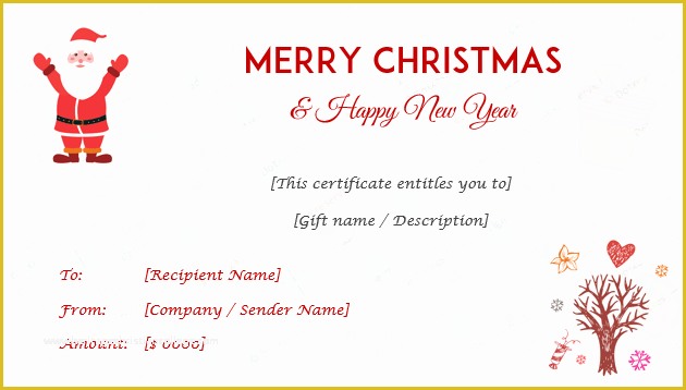 Christmas Blank Gift Certificate Template Free Of Christmas Gift Certificate Templates Editable and