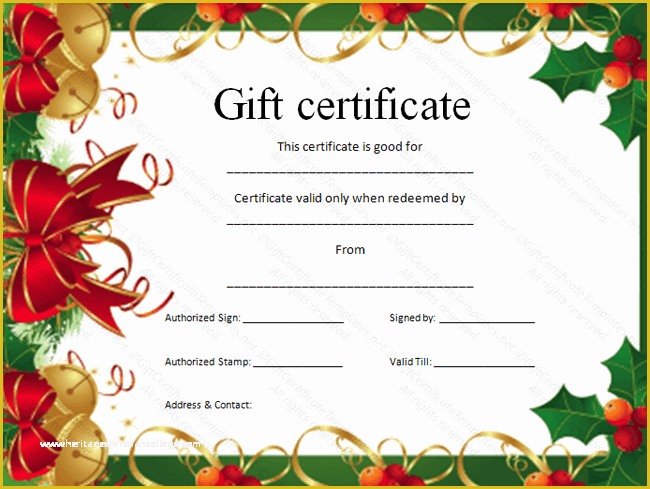 Christmas Blank Gift Certificate Template Free Of Christmas T Certificate Template Certificate Templates