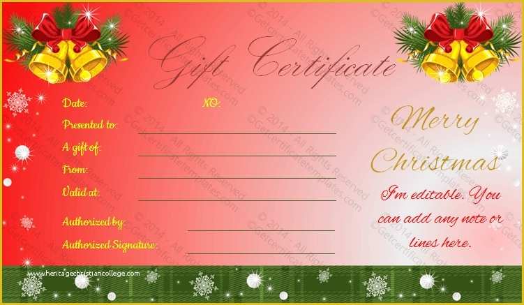Christmas Blank Gift Certificate Template Free Of Editable Christmas Gift Certificate Template