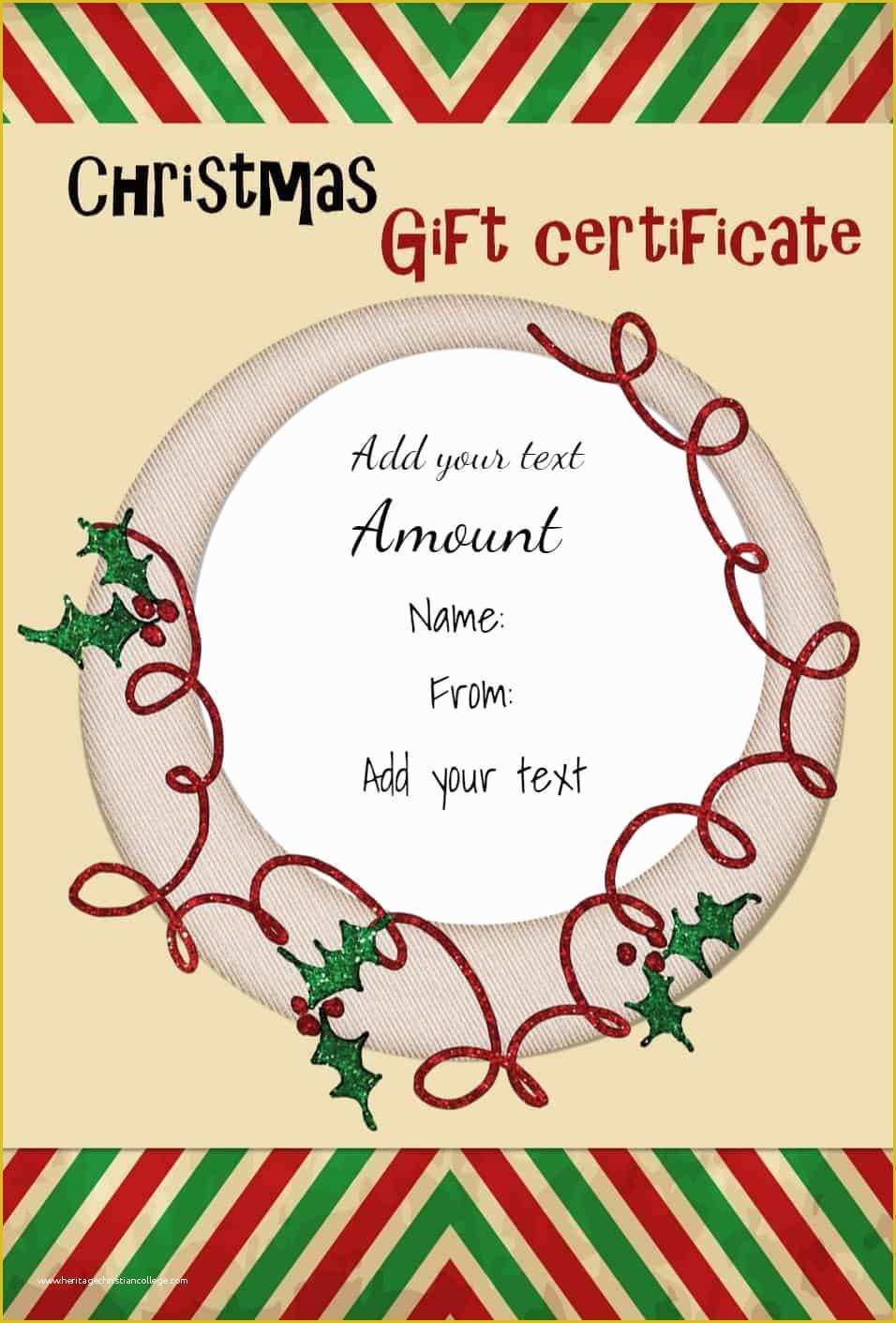 Christmas Blank Gift Certificate Template Free Of Free Christmas Gift Certificate Template