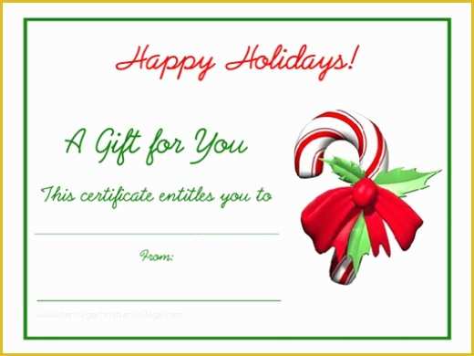 Christmas Blank Gift Certificate Template Free Of Free Holiday Gift Certificates Templates to Print