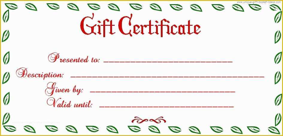 Christmas Blank Gift Certificate Template Free Of Free Printable Blank Gift Certificates