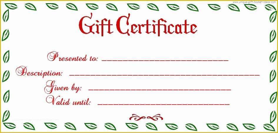 Christmas Blank Gift Certificate Template Free Of Free Printable Blank Gift Certificates