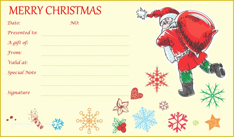 Christmas Blank Gift Certificate Template Free Of Santa with Gift Bag Gift Certificate Template