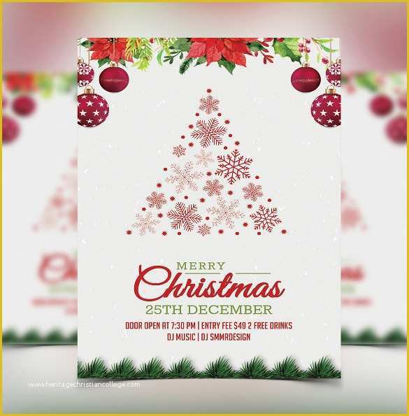 Christmas Card Invitation Templates Free Of 20 Christmas Invitation Templates Free Sample Example