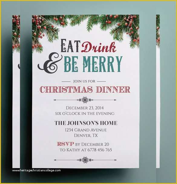 Christmas Card Invitation Templates Free Of 20 Christmas Invitation Templates Free Sample Example