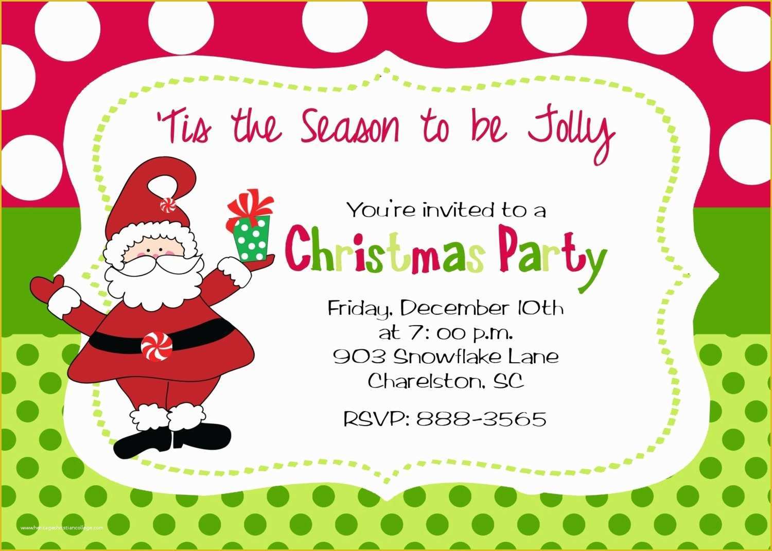 Christmas Card Invitation Templates Free Of Kids Christmas Party Invitations