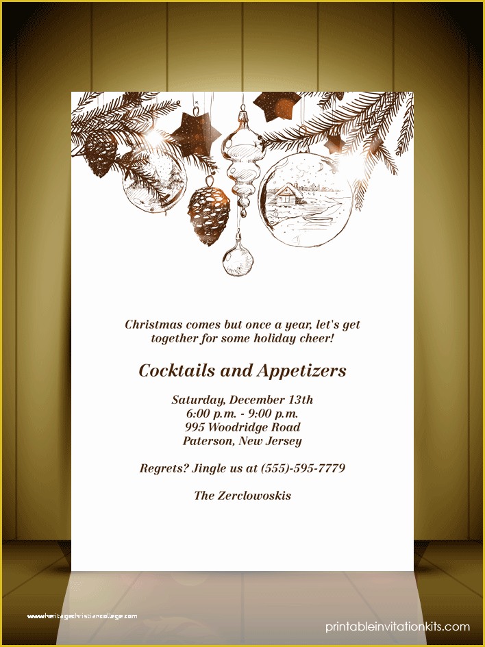 Christmas Card Invitation Templates Free Of Vintage Style Christmas Party Invitation Card ← Wedding