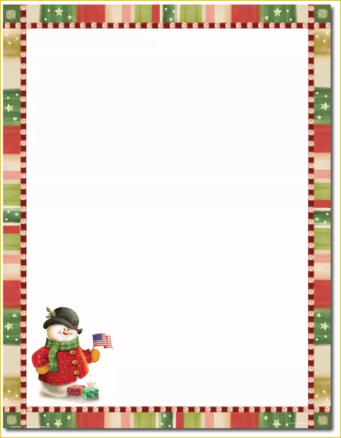 Christmas Letter Border Templates Free Of Great Papers Patriotic Snowman Letterhead