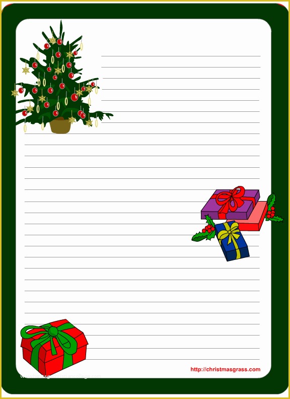 Christmas Newsletter Templates Free Printable Of Printable Stationery Template with Christmas Tree and Gifts