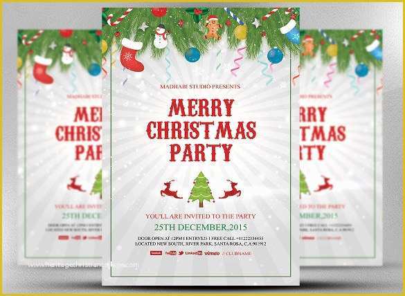 Christmas Party Flyer Template Free Of 20 Christmas Invitation Templates Free Sample Example