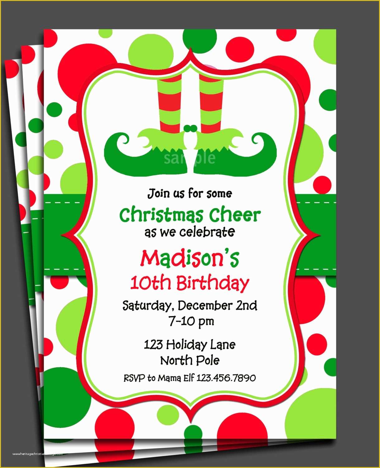 Christmas Party Invitation Templates Free Printable Of Christmas Elf Invitation Printable or Printed with Free