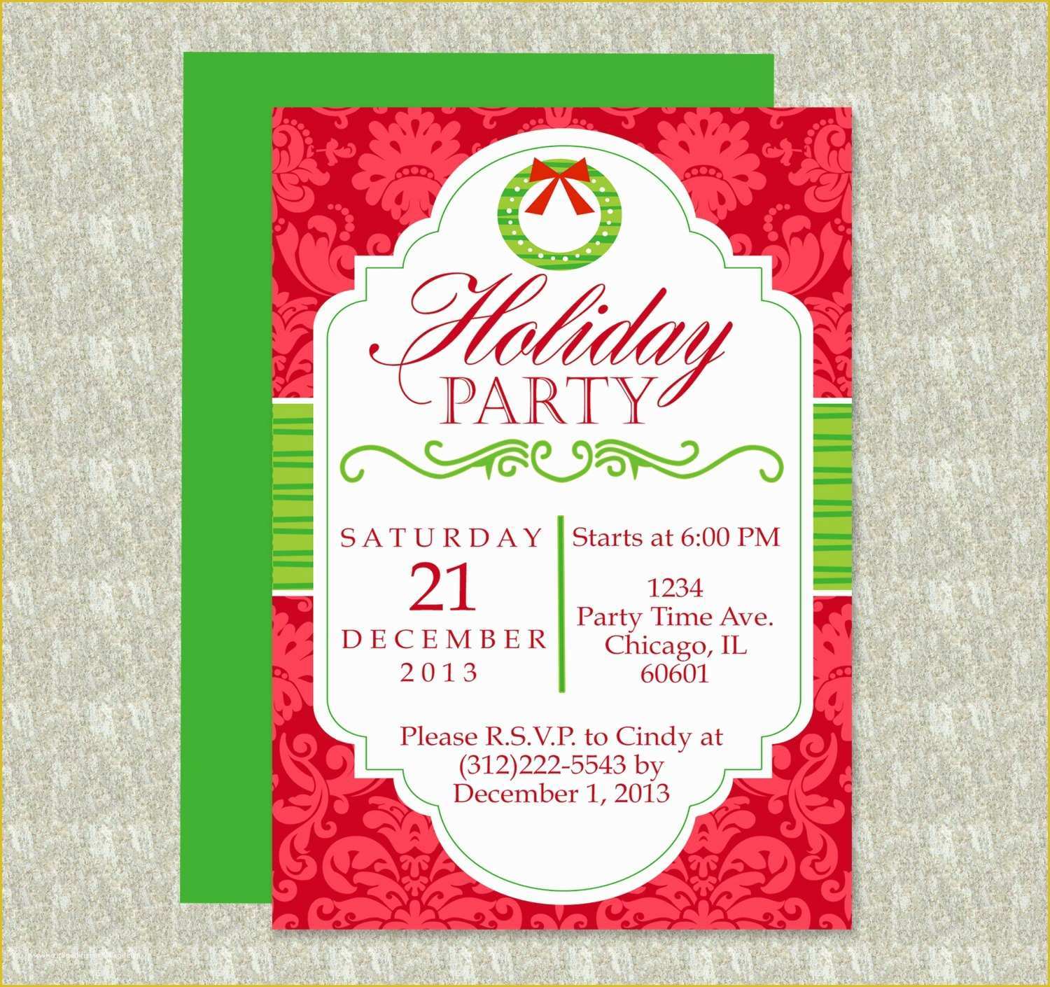 Christmas Party Invitation Templates Free Word Of Holiday Party Invitation Editable Template Microsoft Word