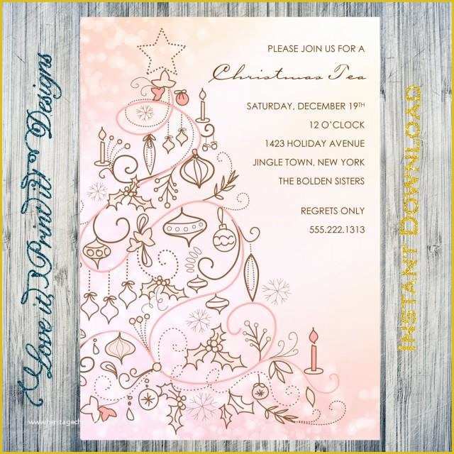 Christmas Word Templates Free Download Of Holiday Invitation Diy Template Christmas Tea Editable